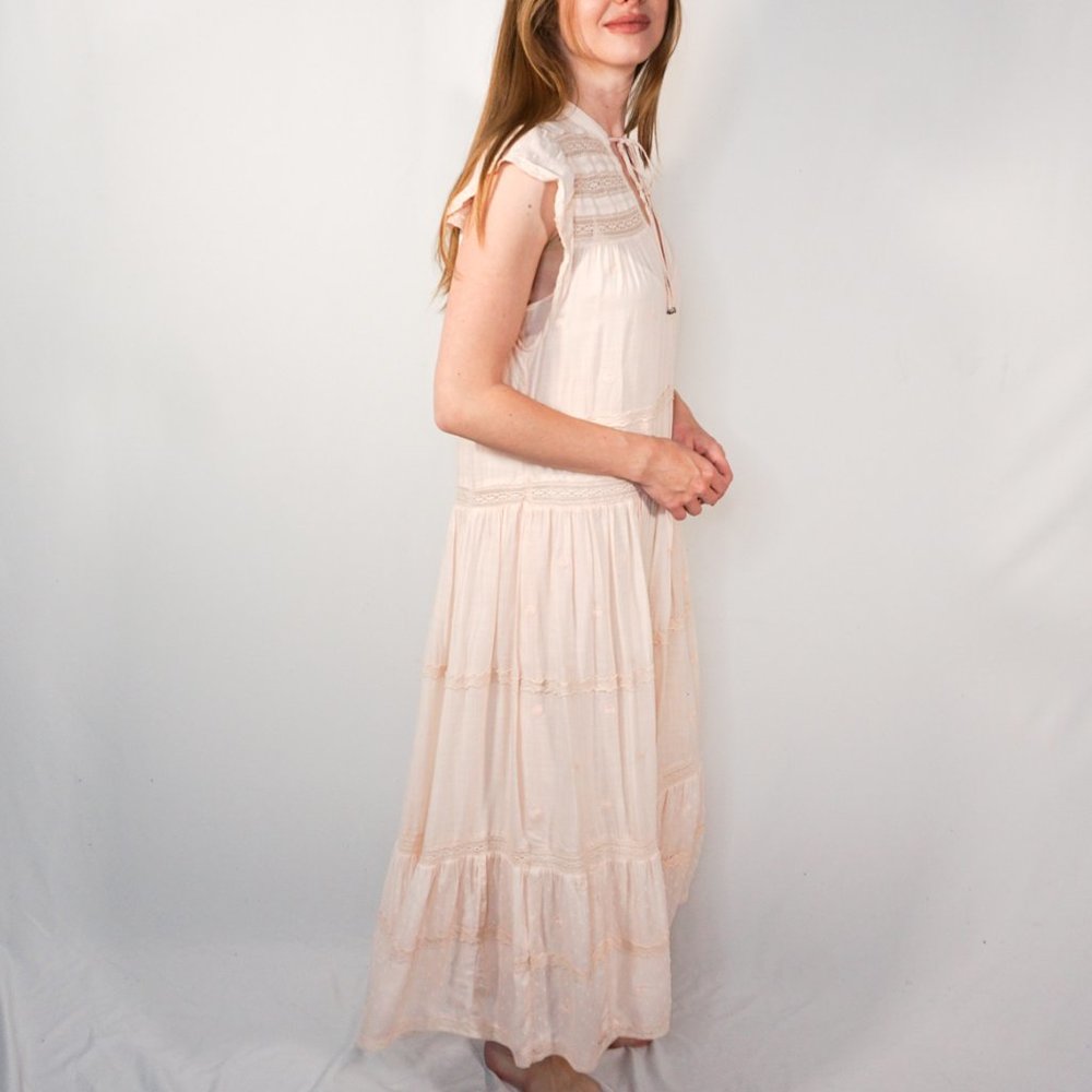 FREE PEOPLE Blush Swiss Dot Maxi Dress NWOT M1 - Picture 3 of 8